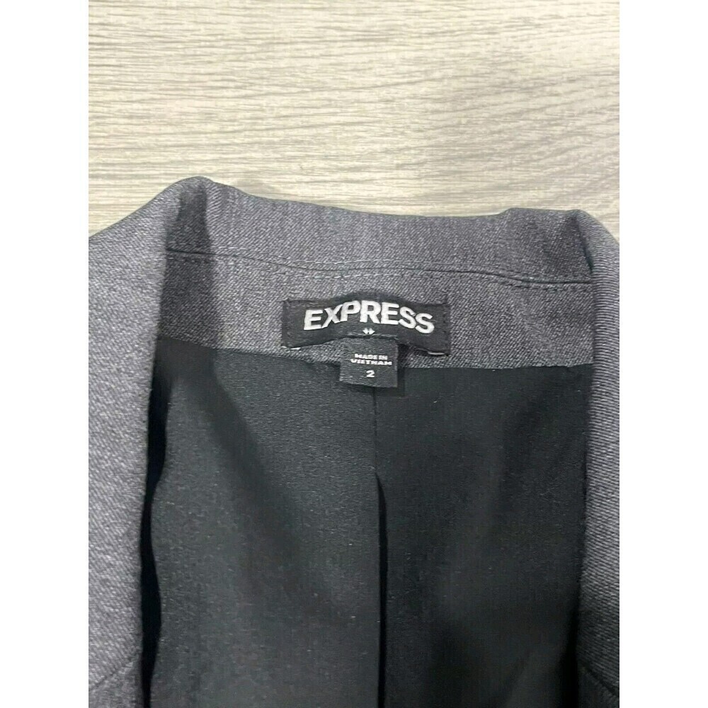Express Size 2 Blazer One Button Charcoal Gray Sp… - image 8
